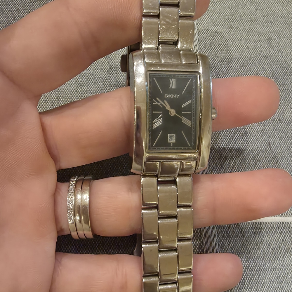 DKNY Silver Watch with Black Dial